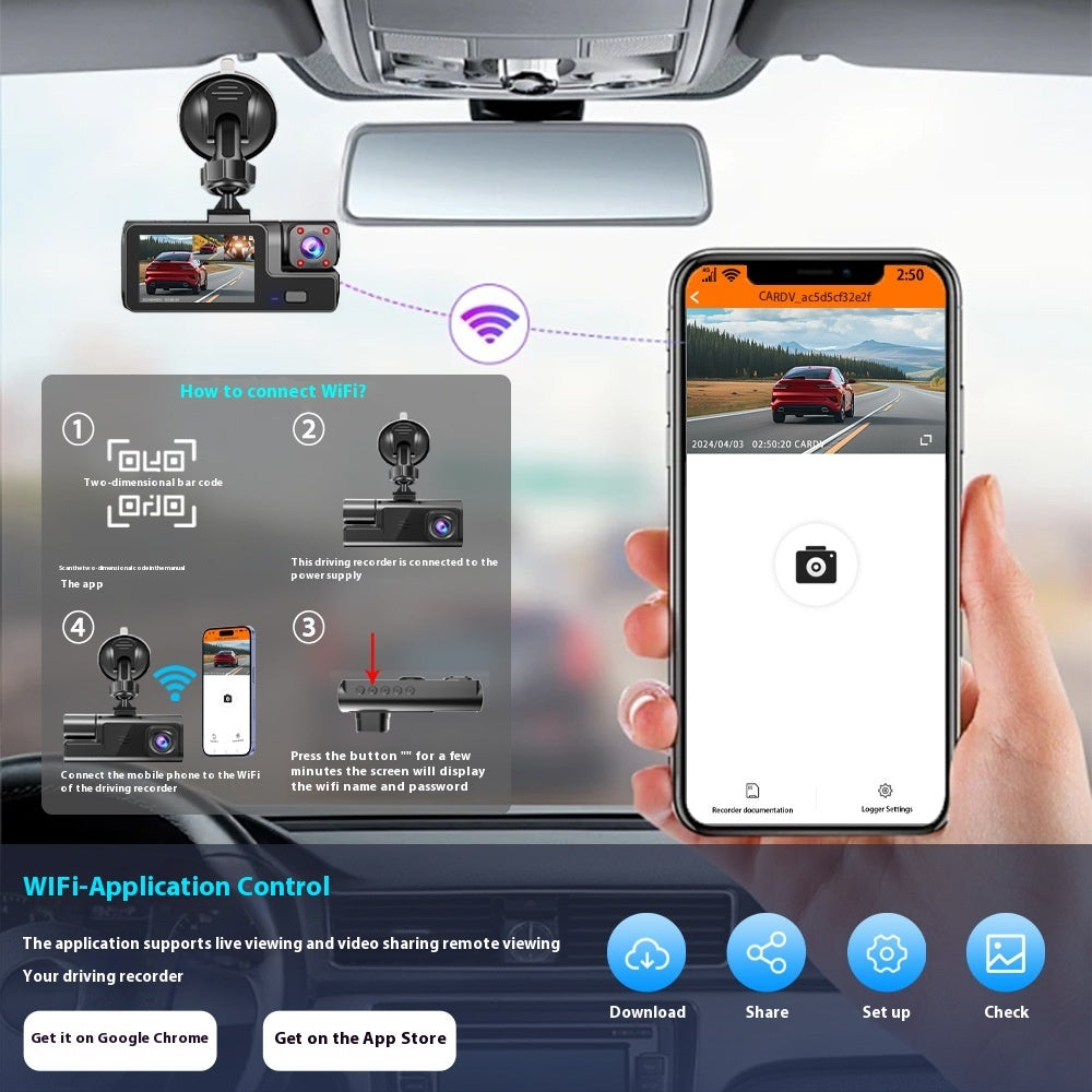 Camera Driving Recorder Supports  Mobile Phone Interconnection Reversing Image